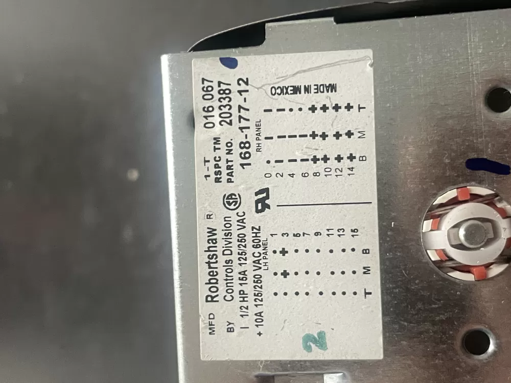  168 177 12 203387 Washer Robertshaw Timer AZ14631 | 919