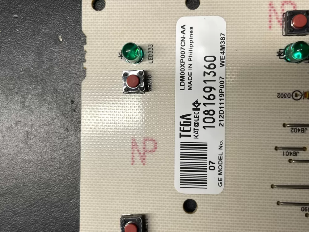 GE 212D1119P007 WE4M387 Dryer Control Board