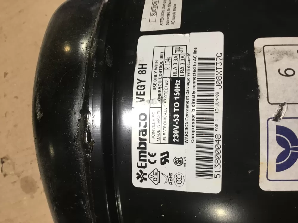  230v 53 150hz R134a Embraco Vegy Compressor To AZ97376 | Sl127