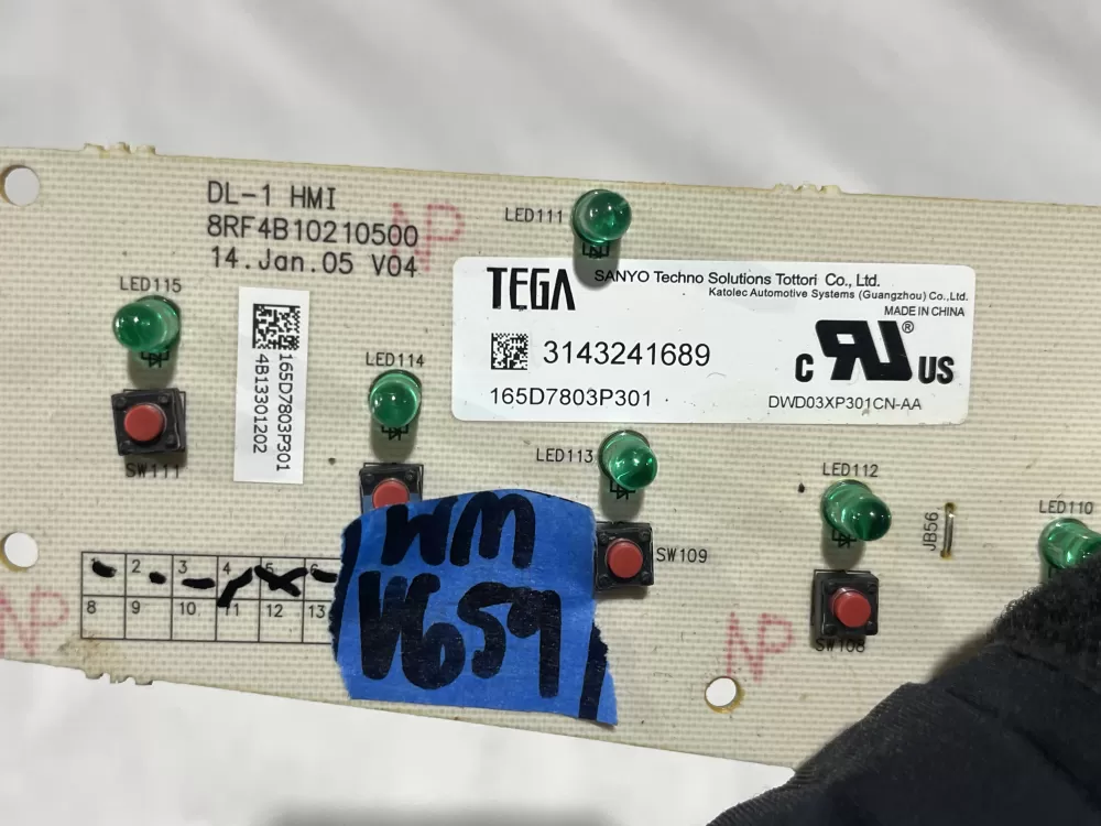 GE 165D7803P301 Dishwasher Control Board AZ111765 | Wmv659