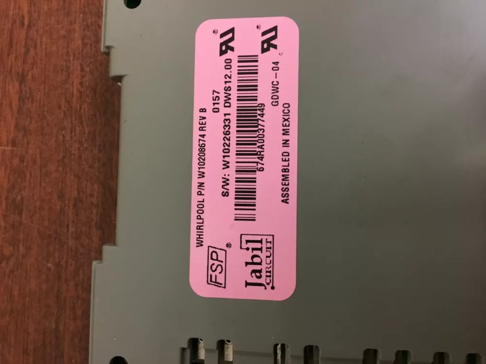 Whirlpool Maytag KitchenAid Kenmore Dishwasher Control Board AZ33262 | NR92