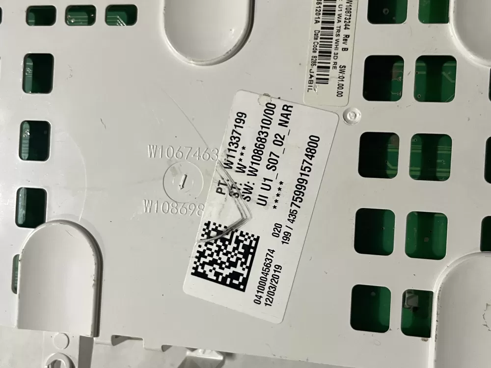 Whirlpool washer user interface control board W10868310 AZ200711 | Wmv107