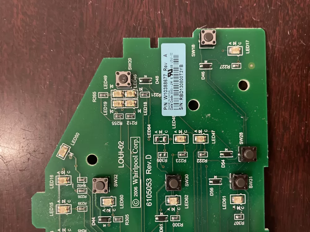 Whirlpool W10388677 Dryer Control Board Interface AZ48018 | KM696