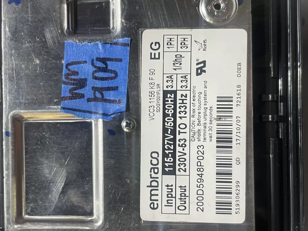 GE 200D5948P023 Refrigerator Inverter Control Board Wr87x29409 AZ130726 | Wm1909