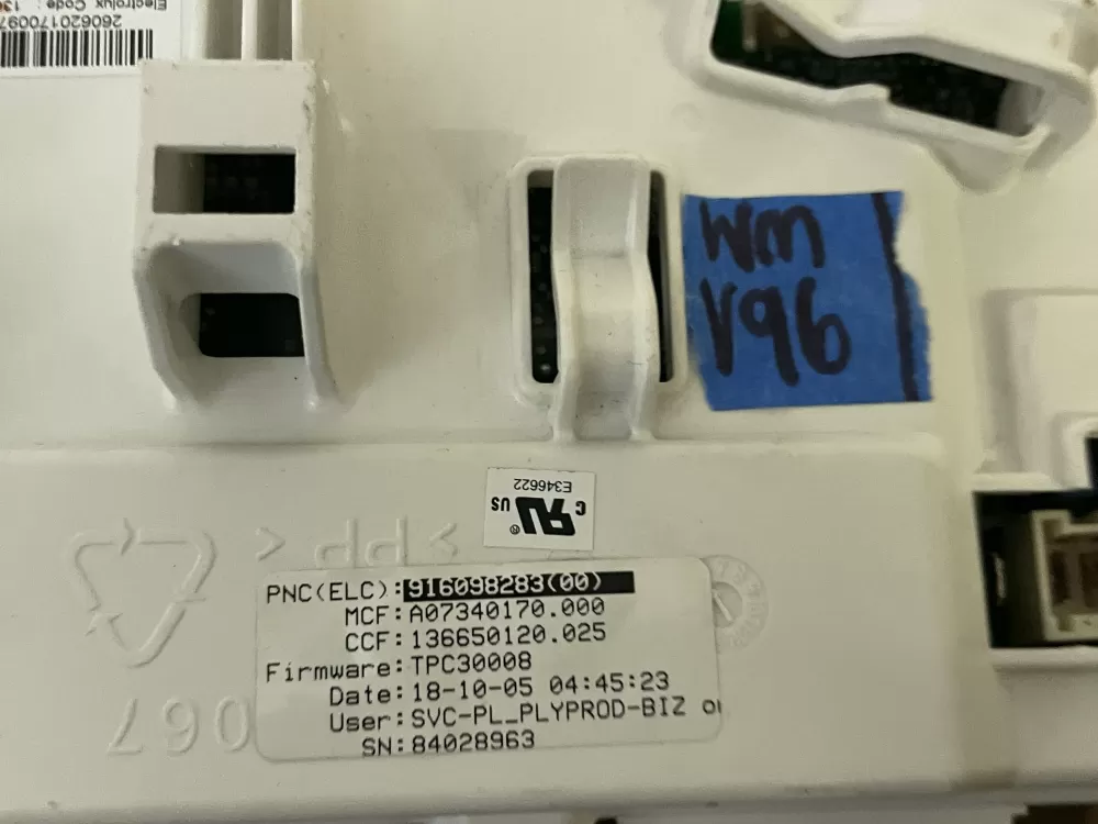 Electrolux 916098283 A07340170 Control Board AZ100217 | WMV96