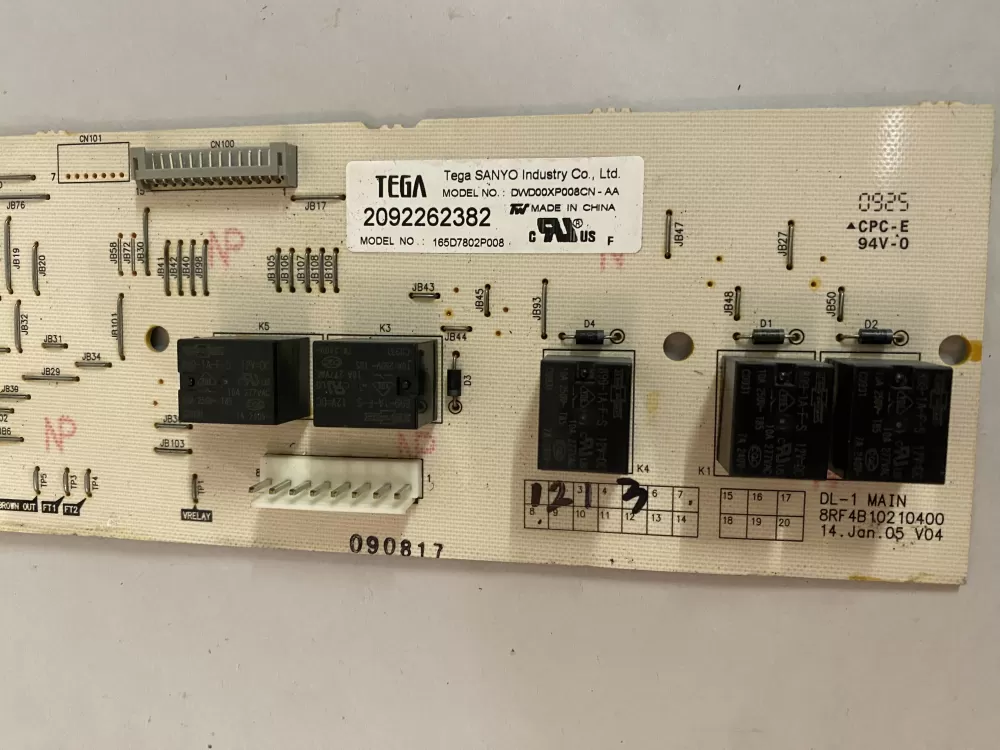 GE 165D7802P008 Dishwasher Control Board AZ199390 | BK2785