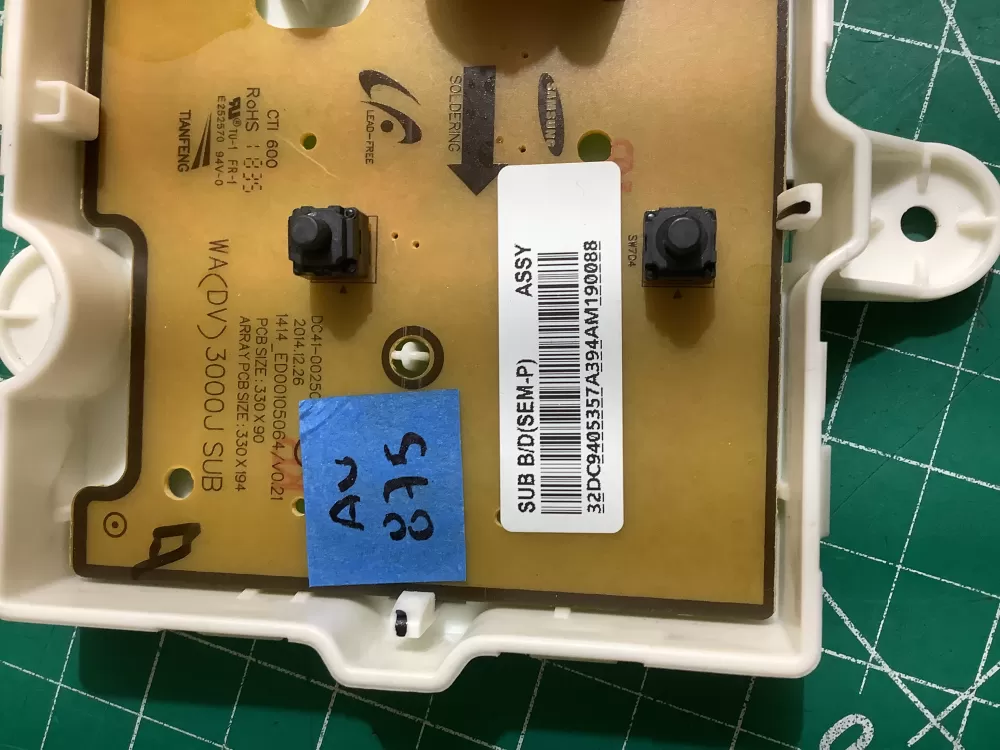 Samsung DC9405357A Dryer Control Board AZ214065 | ARV875