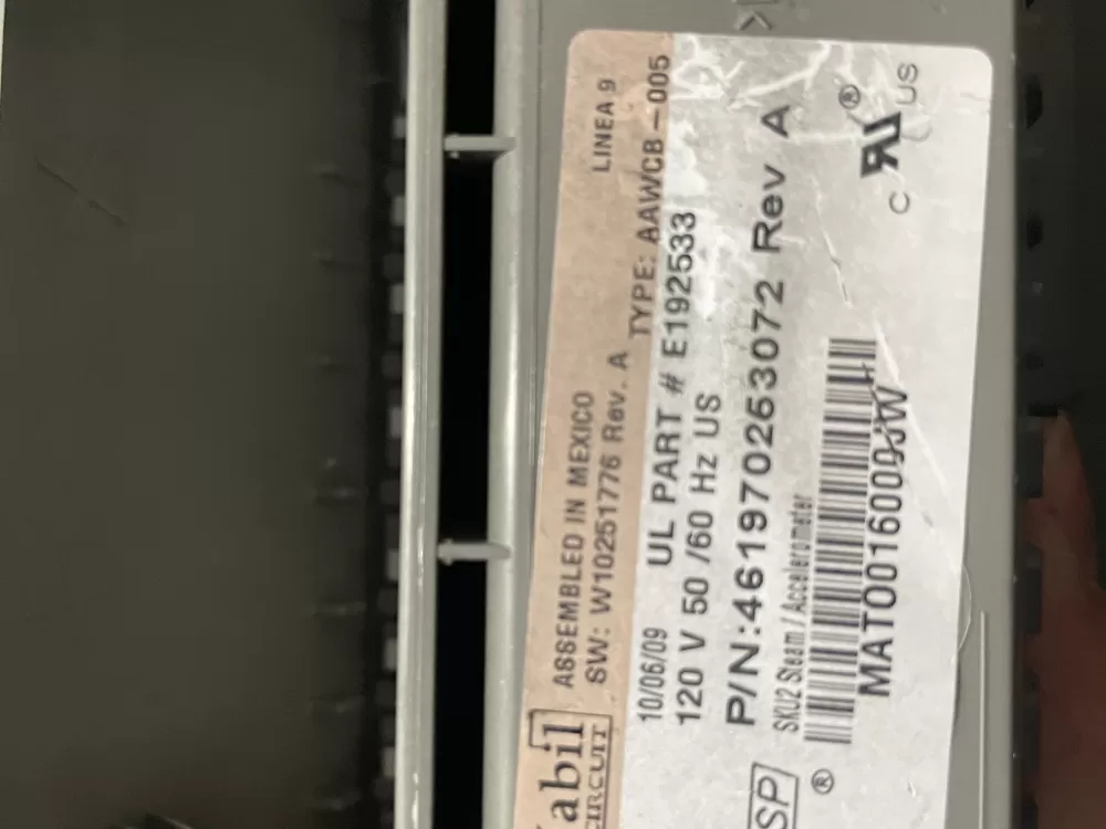 Whirlpool W10251776 461970253072 Washer Control AZ3225 | WmV193