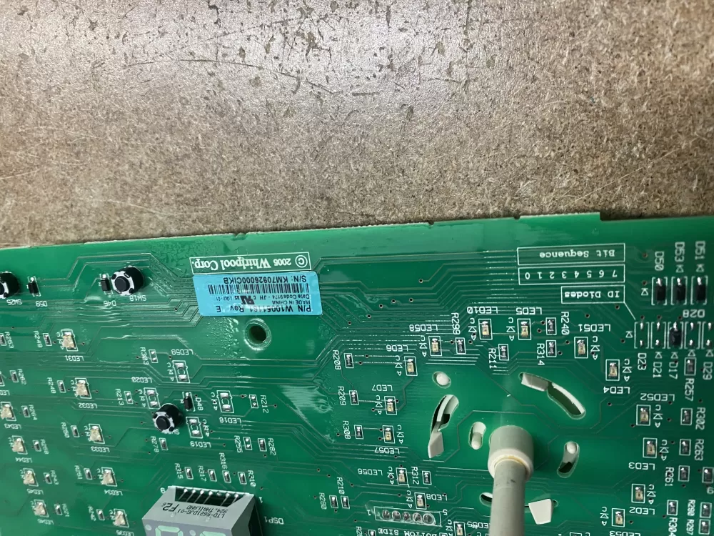 Whirlpool W10051161 Dryer User Interface Control Board AZ1497 | BK710