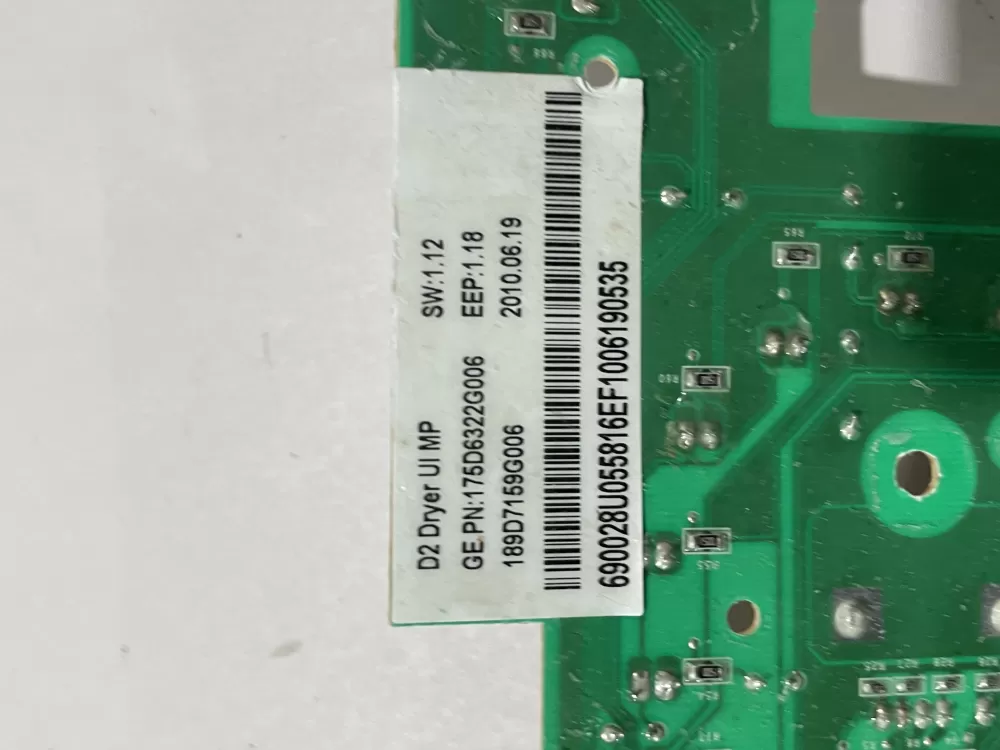 GE 175D6322G006 189D7159G006 Dryer Control Board AZ166190 | Wm2564