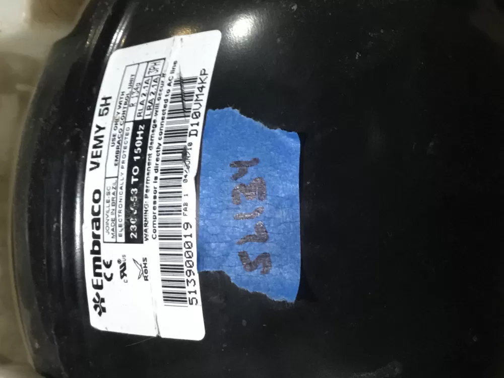 Embraco 513900019 Refrigerator Compressor AZ97396 | Sl134