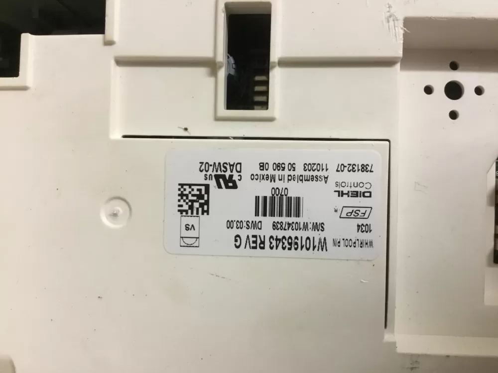 KitchenAid Kenmore AP6020246 W10195343 Dishwasher Control Board AZ6842 | NR481