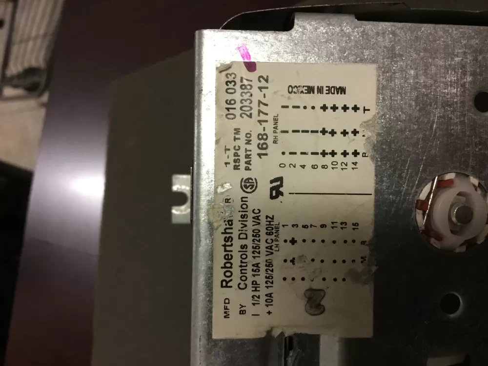 168 177 12 203387 Washer Robertshaw Timer AZ100641 | NR144