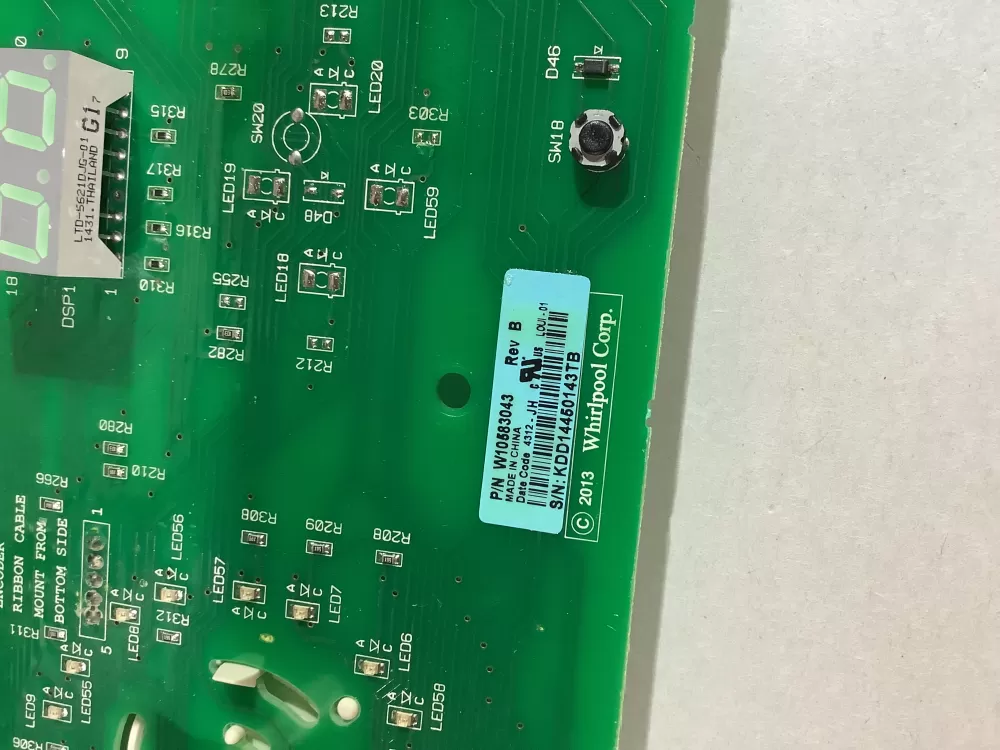 Whirlpool Kenmore W10583043 Washer Control Board Interface AZ183618 | ZC2706