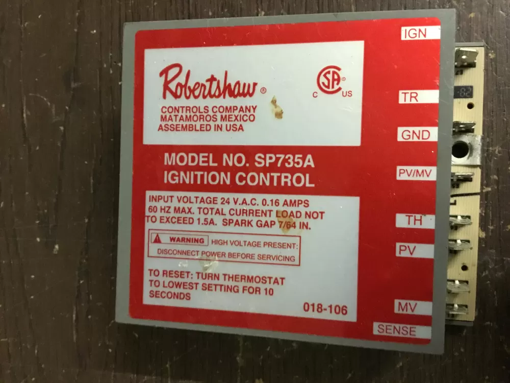 Robertshaw 100-00810-15 Furnace Module Ignition Lockout Control AZ11383 | NR546