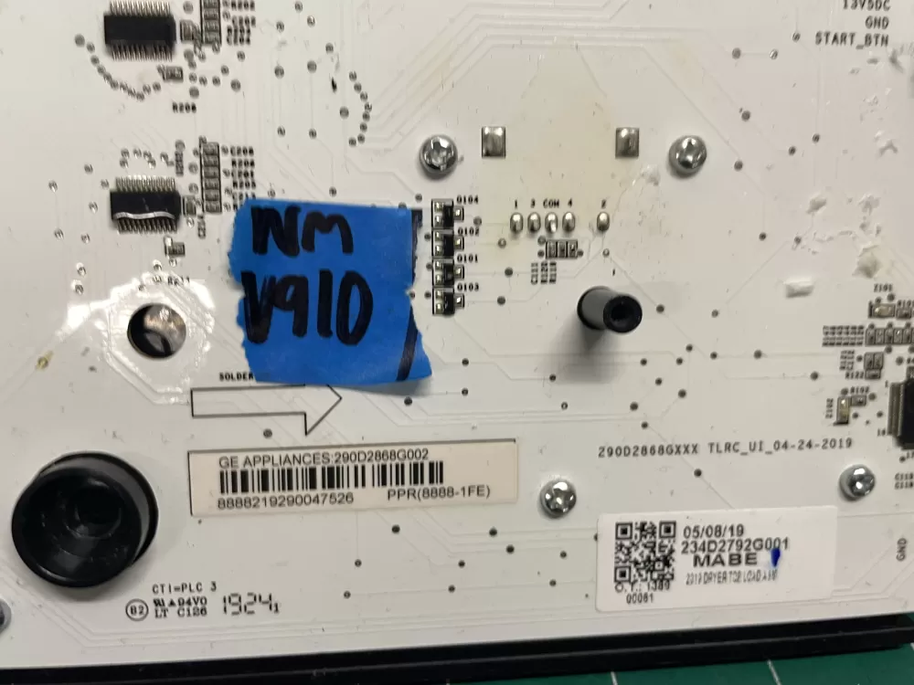 GE Dryer 234D2792G003 Main Board Assembly AZ204386 | Wmv910