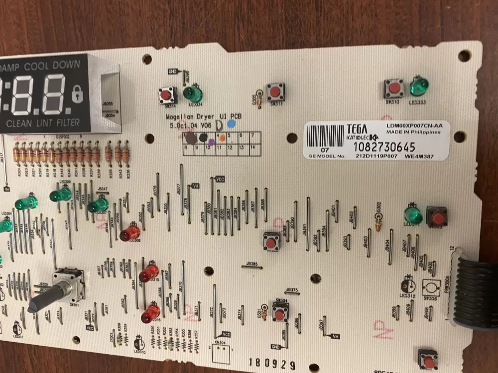 GE 212D1119P007 WE4M387 Dryer Control Board AZ30205 | BK197