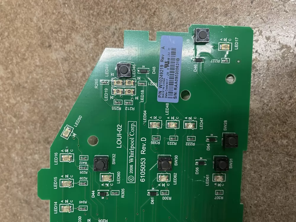 Whirlpool W10249219 W10249220 Washer Control Board AZ18871 | KM1203