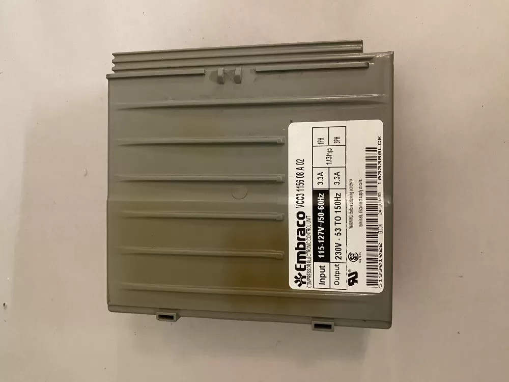 Whirlpool 5193301022  VCC3 1156 08 A 02 Refrigerator Compressor Inverter Control Board