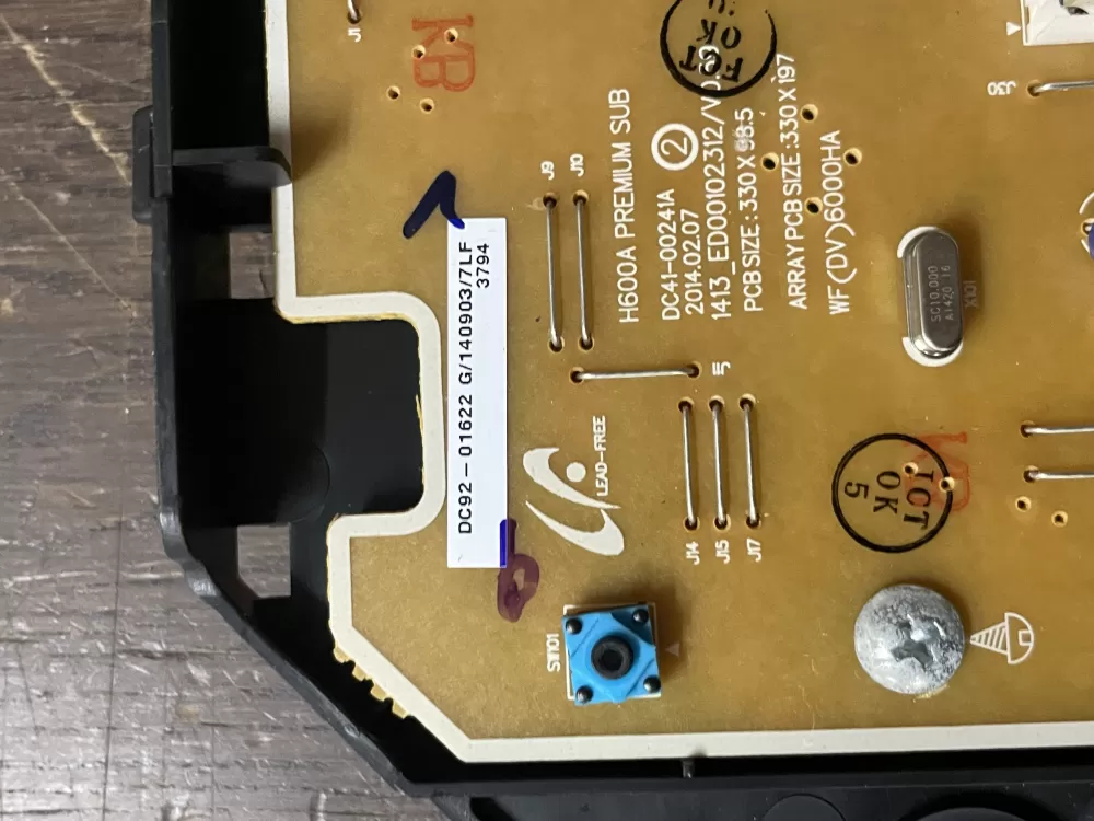 Samsung DC92-01622G DC94-04345G Washer Control Board AZ42061 | Wmv417