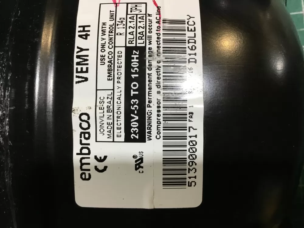 Electrolux 513900017 Refrigerator Compressor