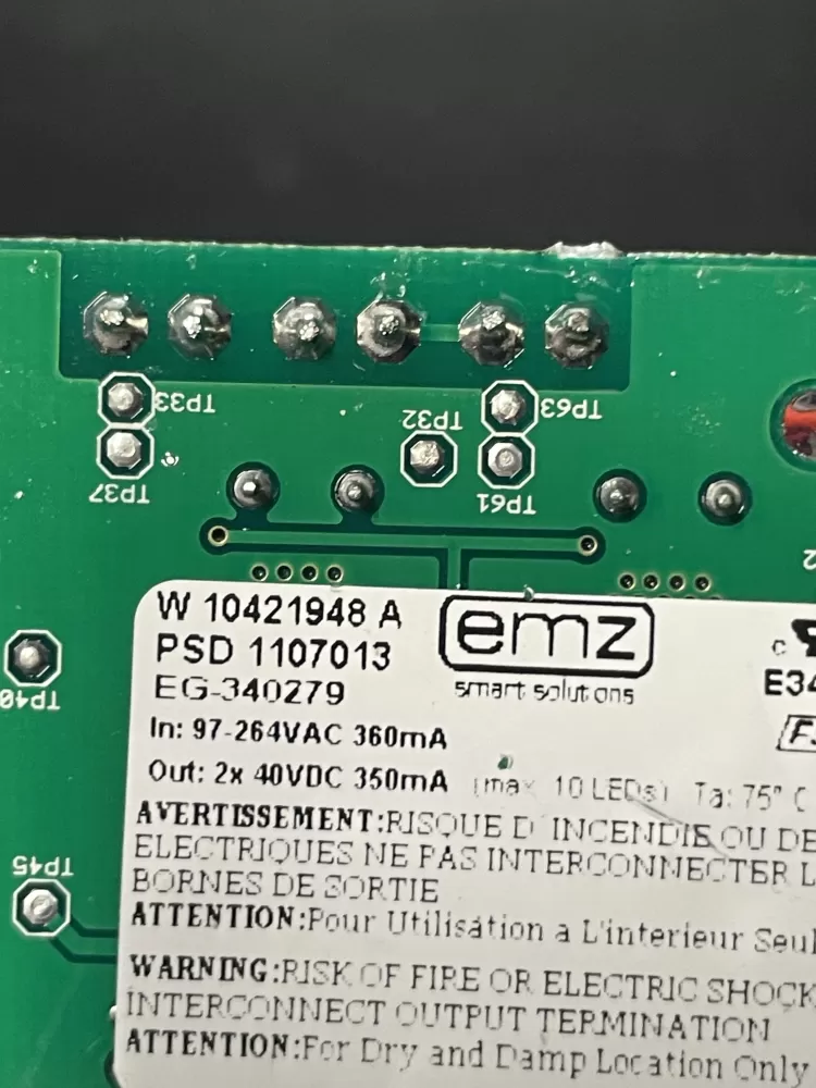 Whirlpool W10306786 Refrigerator LED Inverter Board Box AZ19775 | WM1126