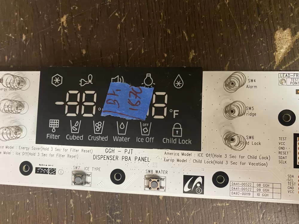 Samsung DA41-00522A Refrigerator Dispenser Control Board AZ52534 | BK1870