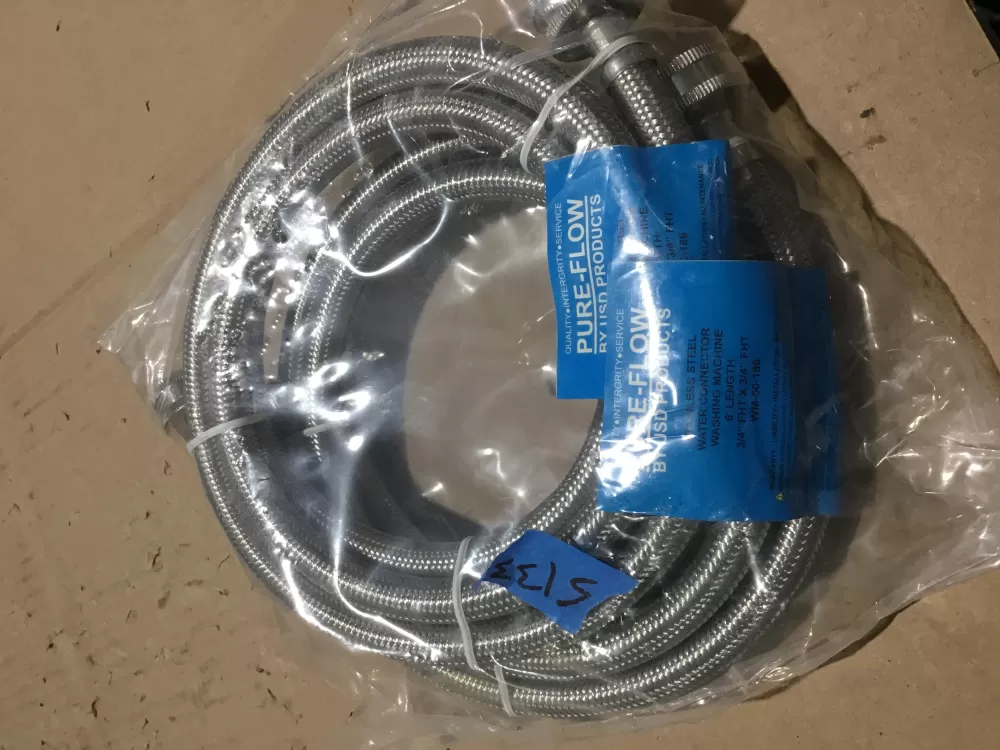 Washer Fill Hose 6-ft Stainless Steel Braided WM-50-186-2 AZ90275 | Sl33