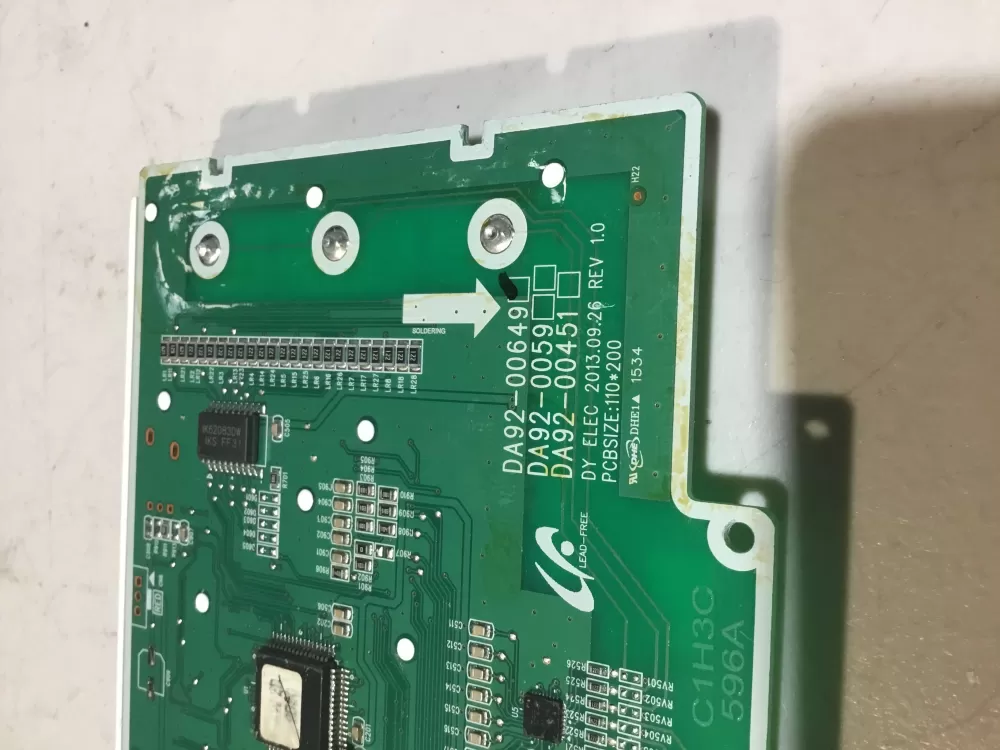 Samsung DA92 00649A Refrigerator Control Board Dispenser AZ48862 | NR1793