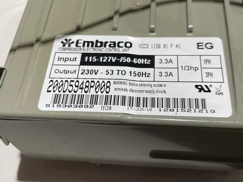 GE 519303092 Refrigerator Compressor Inverter Board AZ141496 | Wm2250
