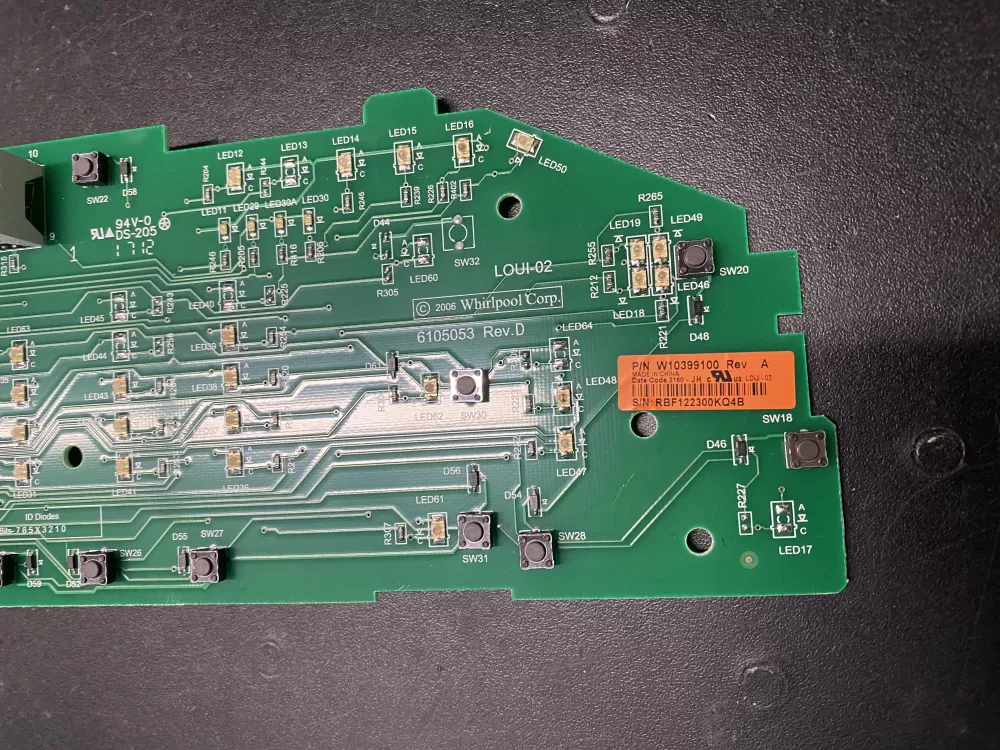 Whirlpool W10399100 W10296457 Washer Control Board AZ6954 | BK1161