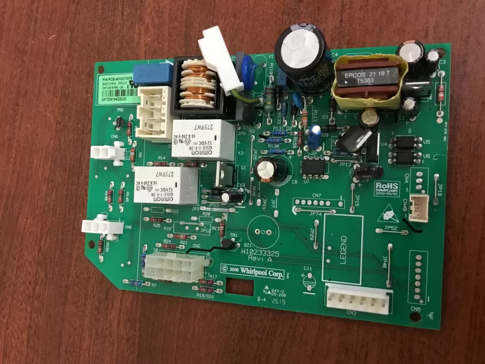 Whirlpool  KitchenAid  Kenmore  Jenn-Air AP6019378 W10205552 W10268635 W10317076 WPW10317076 PS11752684 Refrigerator Control Board