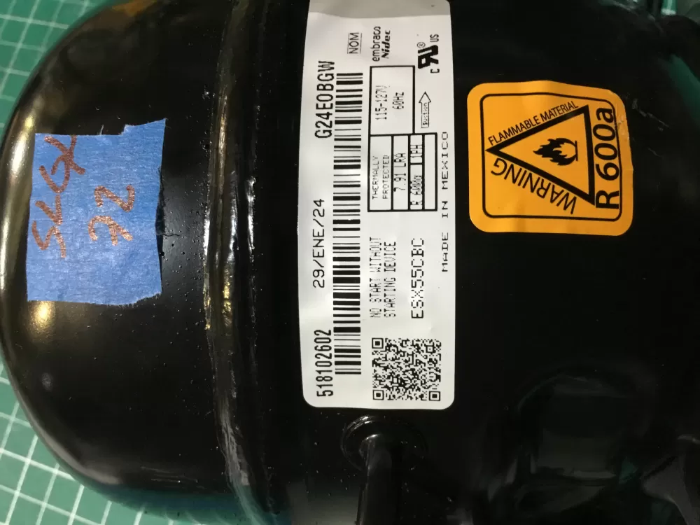 Frigidaire 518102602  ESX55CBC  G24E0BGW  518185642 Refrigerator Compressor
