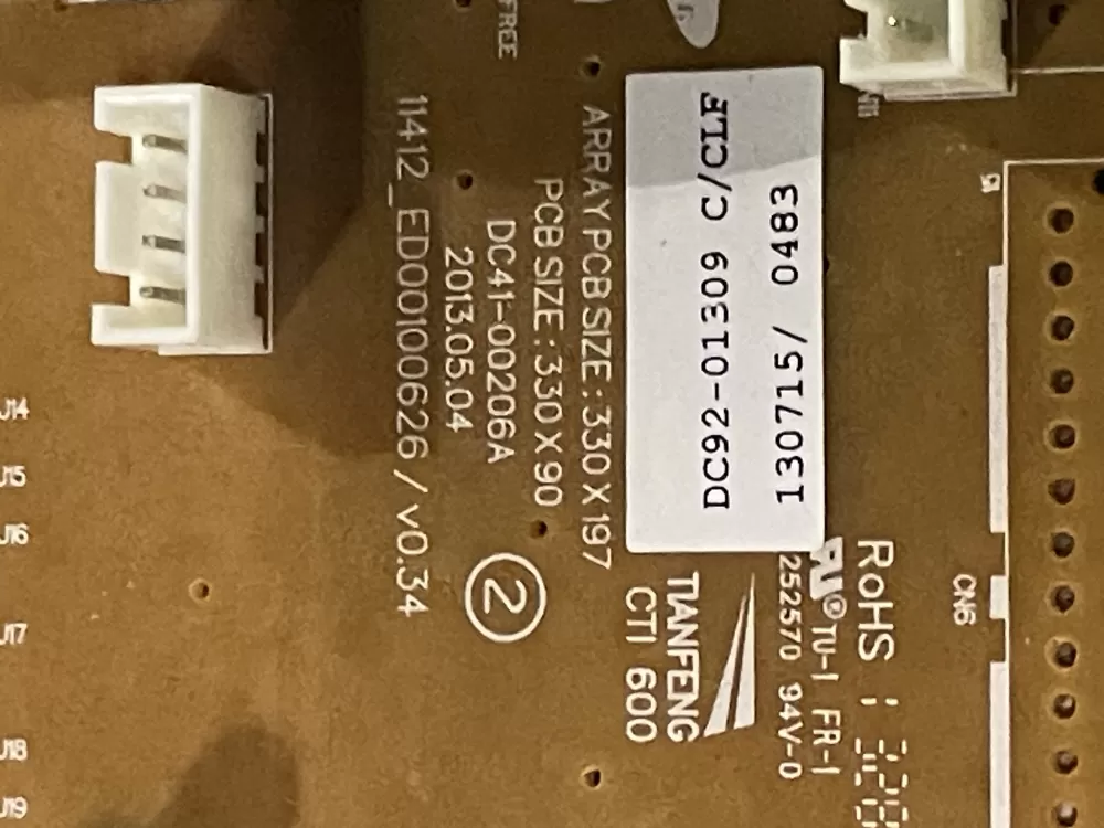 Samsung DC92 01309C Dryer Control Board AZ26442 | WMV19