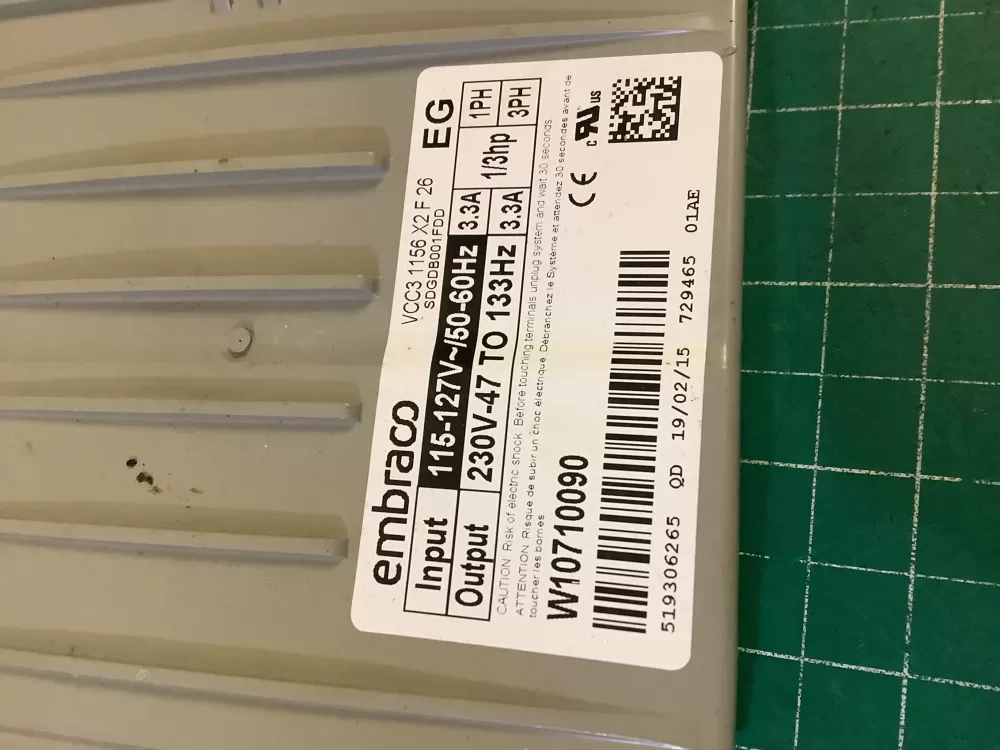 Whirlpool 519306265  Control Board Embraco Product Embraco AZ198071 | NR2767