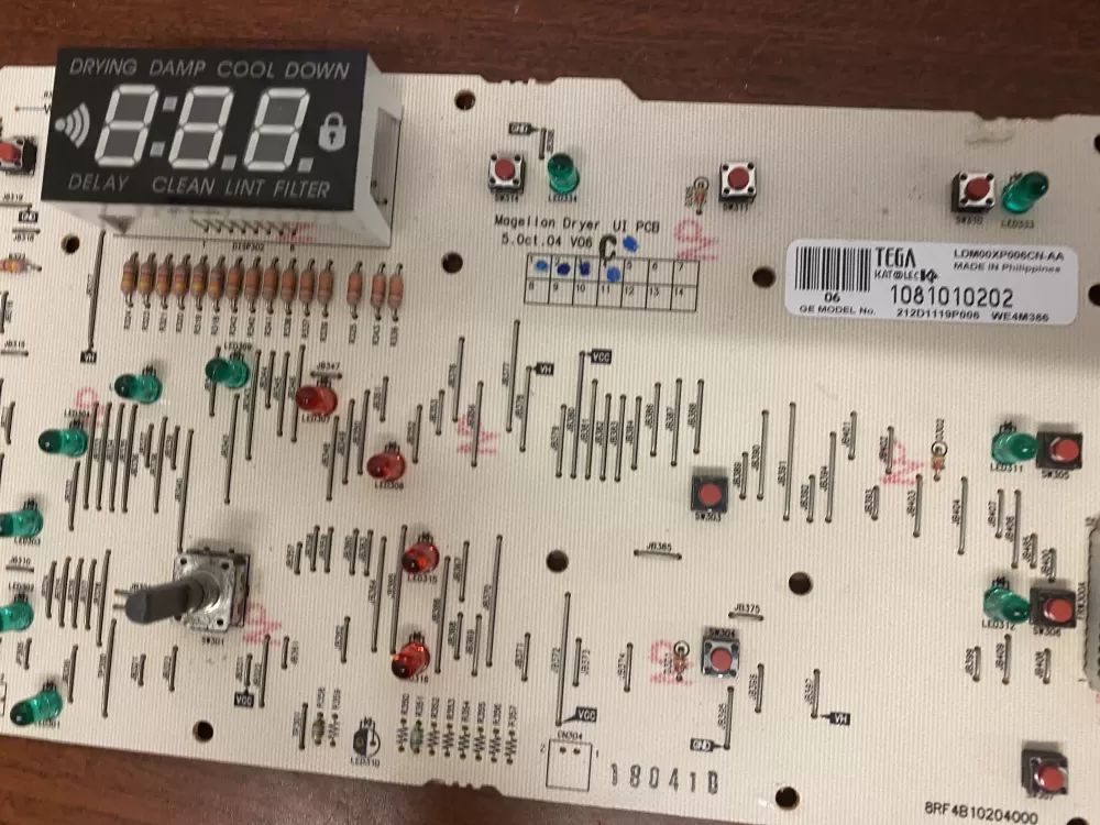 GE  Whirlpool 212D1119P006 WE4M386 Dryer Control Board Interface