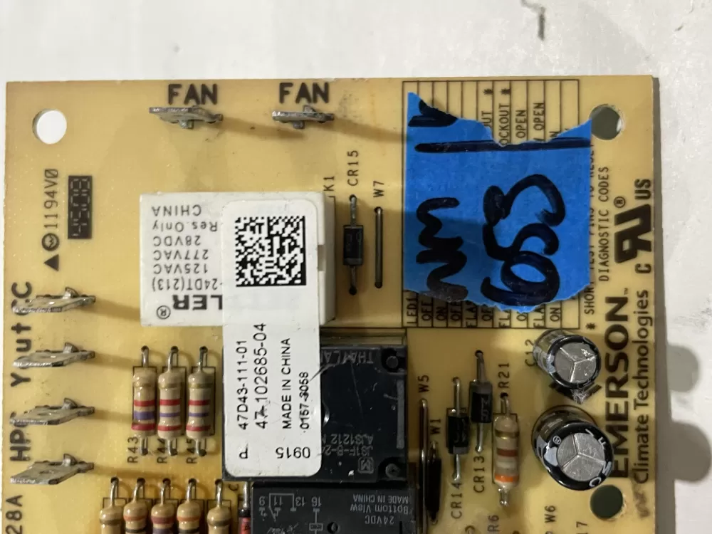 Emerson 47 102685 06 47d43 111 03 Circuit d43 Control Board AZ179082 | Wm653