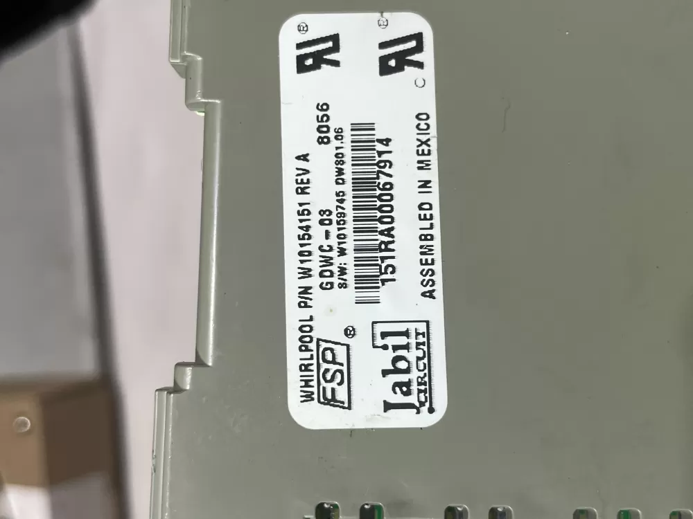 Whirlpool KitchenAid W10056352 Dishwasher Control Board AZ141845 | Wm995