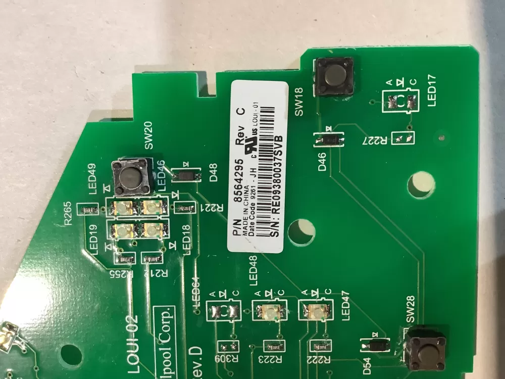 Whirlpool 8564295 User Interface Control Board AZ147132 | BG2474