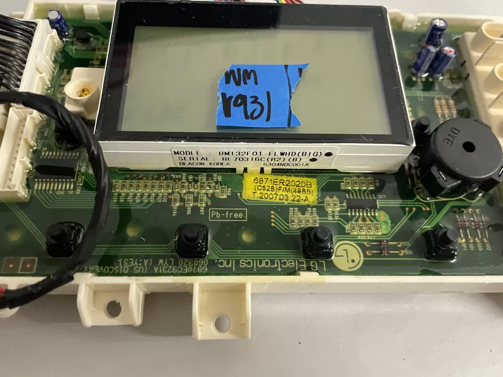 LG 6870EC9236A 6871ER2020B Washer Control Board AZ210727 | Wmv931