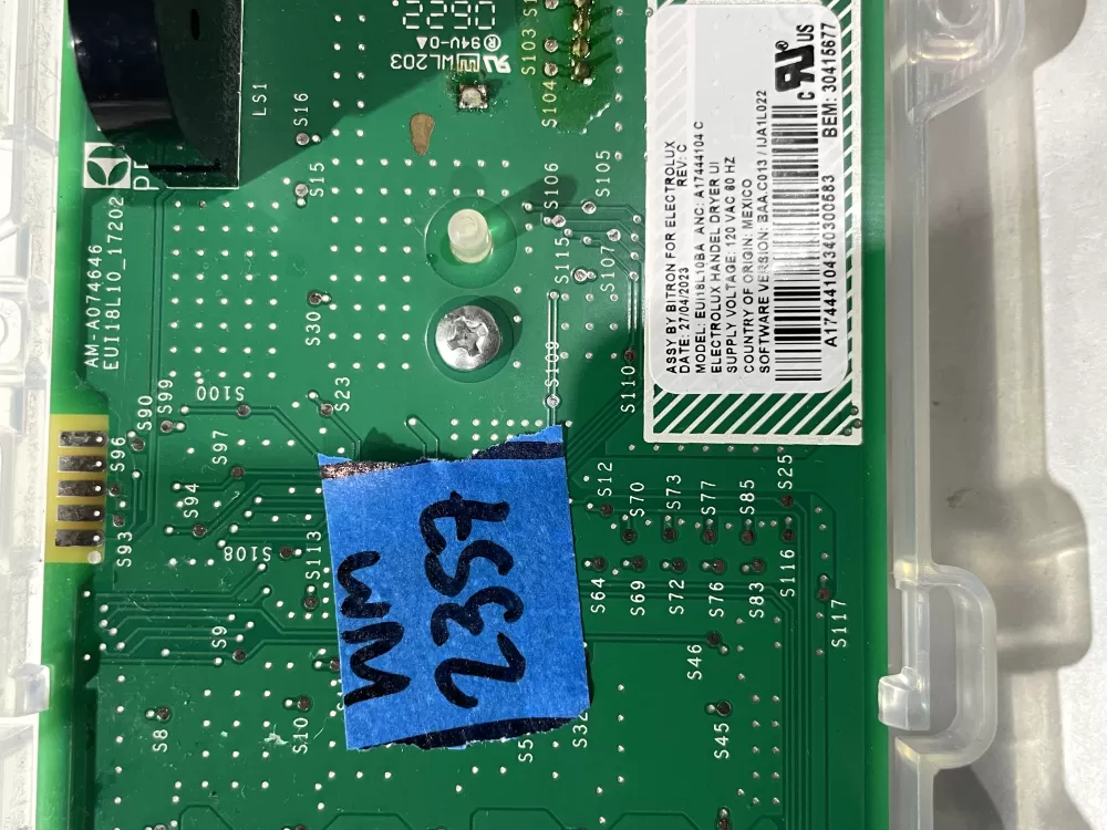 Frigidaire dryer user interface control board AZ201598 | Wm2357