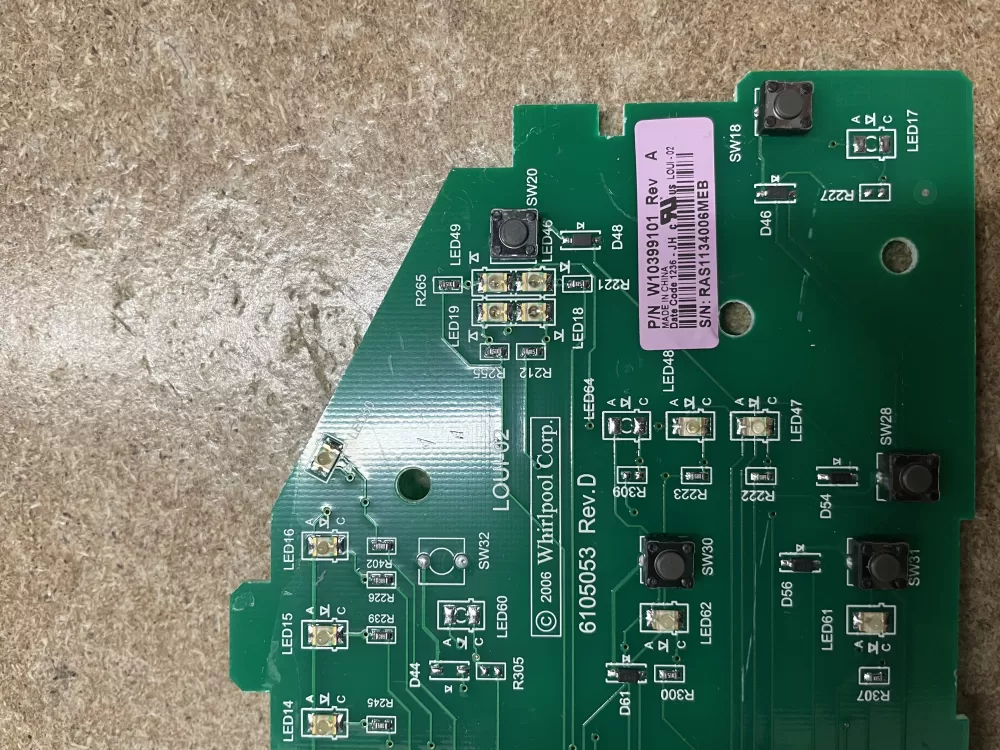 Whirlpool W10399101 Washer Control Board AZ12548 | KM1613