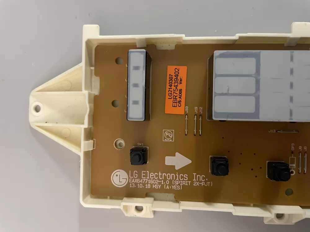 LG EBR75439402 Dryer User Interface Control Board PCB Assembly WAZ91206 | KM851