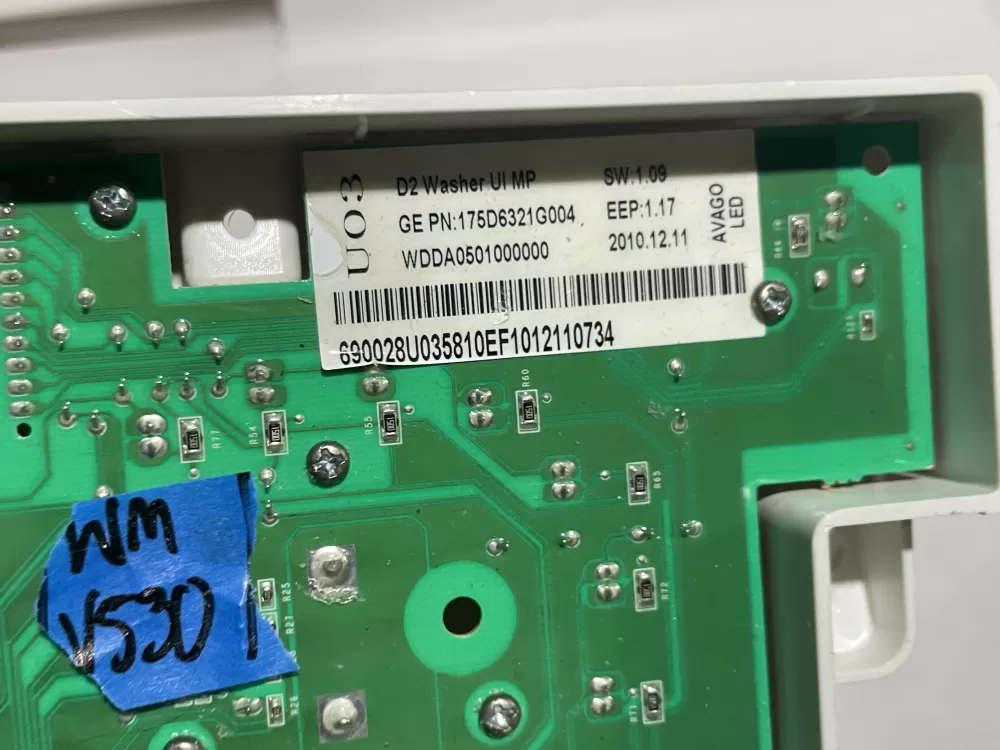 GE 175D6321G004 WH12X10482 Washer Control AZ144941 | Wmv530