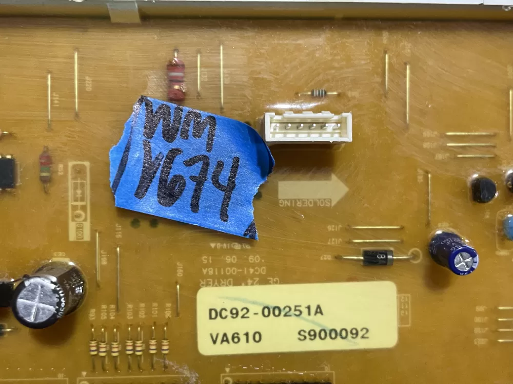 GE Samsung DC92-00251A Dryer Control Board AZ160604 | Wmv674