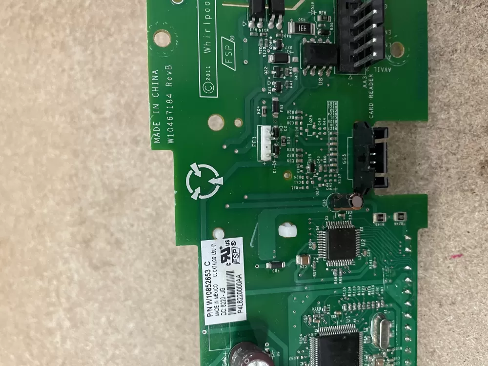 Whirlpool W10852653 Washer Control Board LCD Display Interface AZ58653 | KM2070