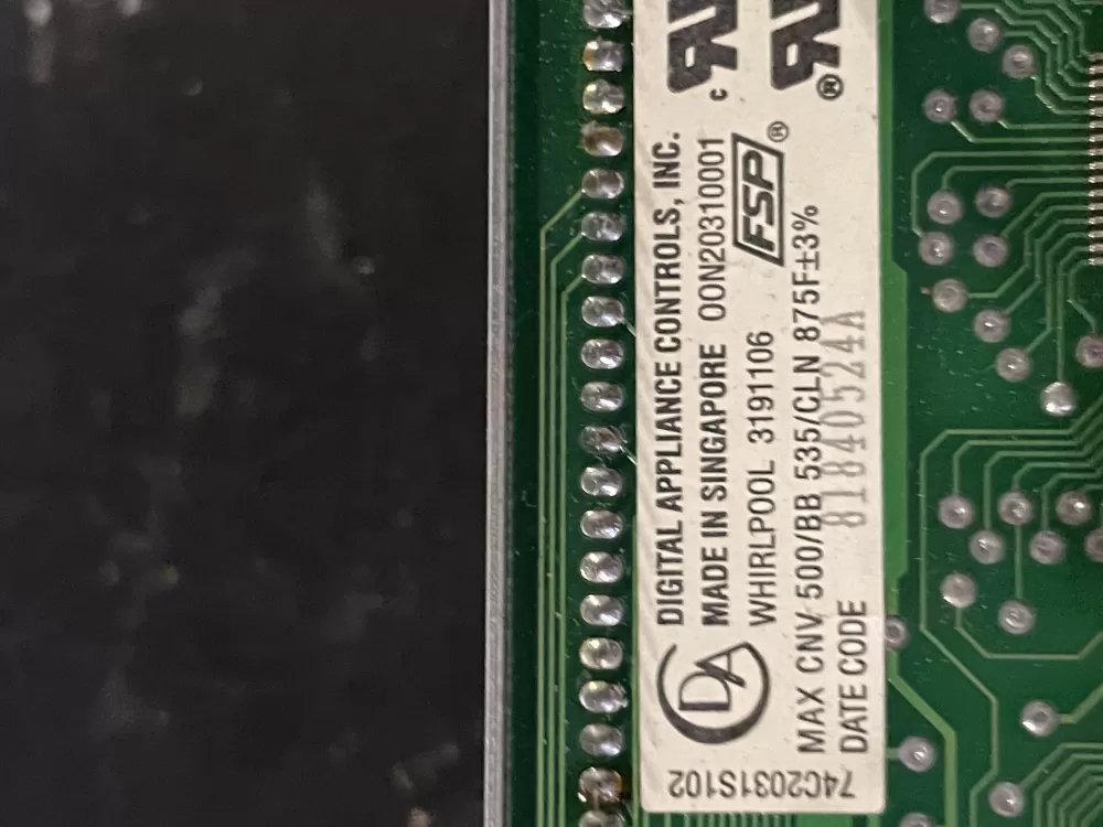 KitchenAid Whirlpool 3191106 Range Control Board AZ25142 | WMV334