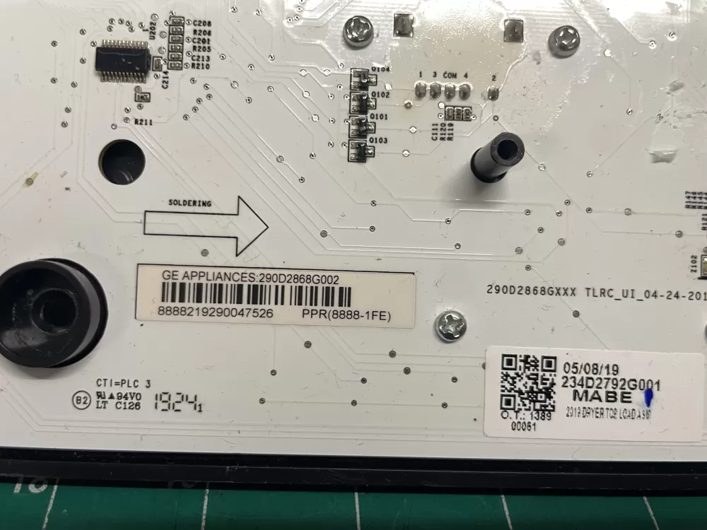 GE Dryer 234D2792G003 Main Board Assembly AZ204386 | Wmv910