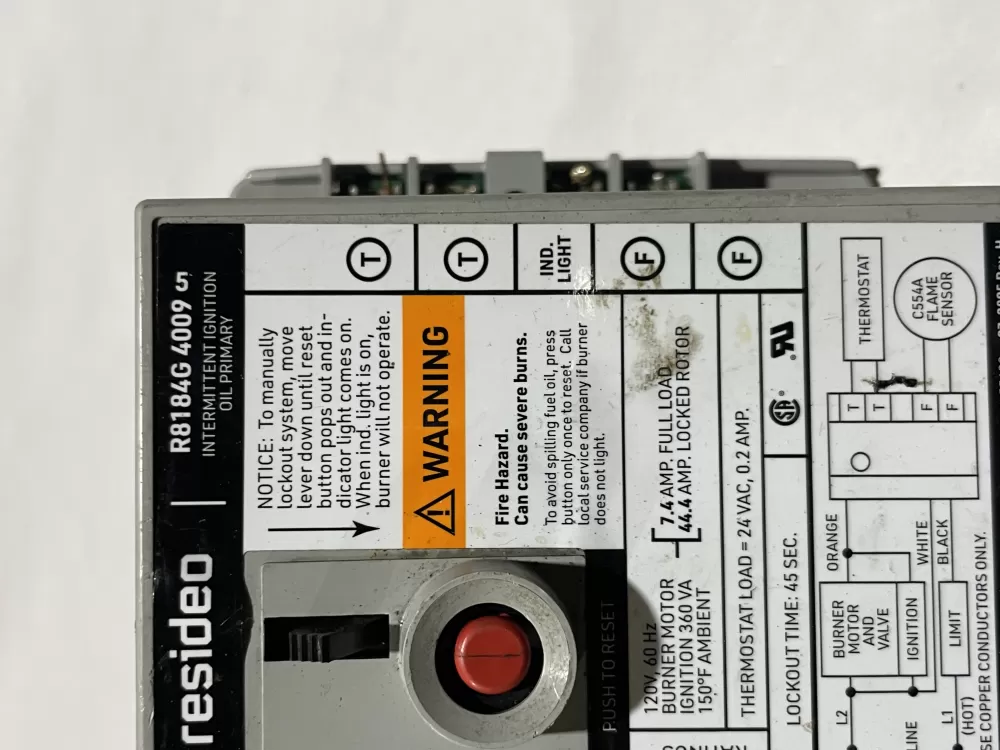 R8184G-4009  Honeywell Limit Burner Control AZ123137 | Wm2247