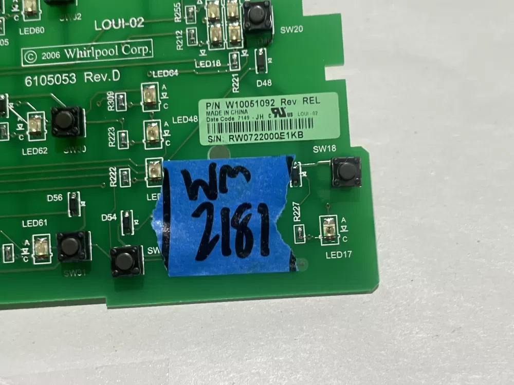 Whirlpool Maytag AP6014796 W10051092 Washer Control Board AZ139962 | Wm2181